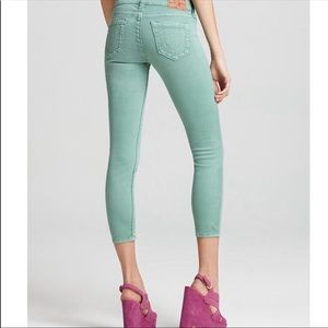 True Religion Brooklyn Cropped Jeans Mint Green 26